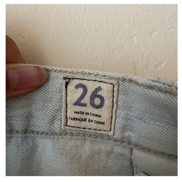 Free People Mini Skirt 26 Sidecar Distressed Denim Mini Light Blue - Picture 3 of 9